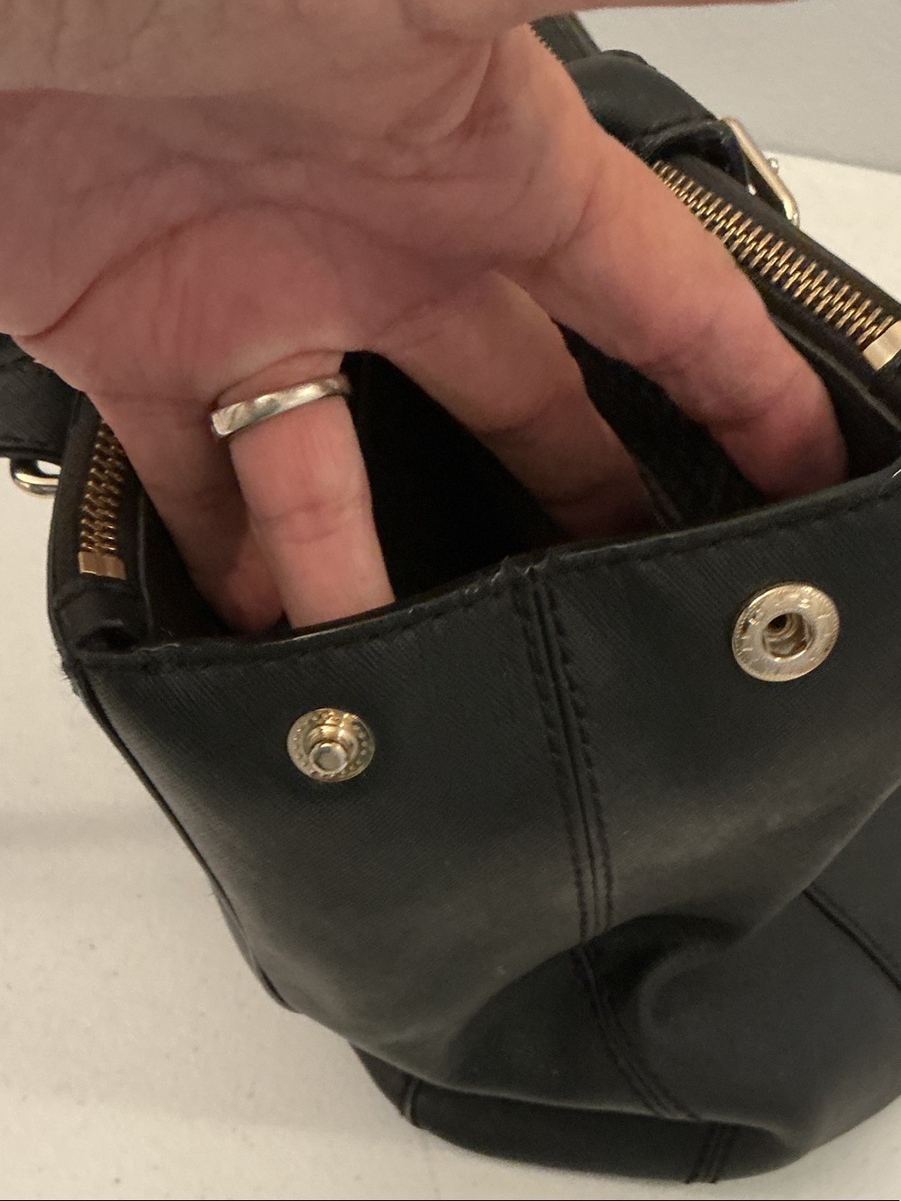 kate spade Black Leather Satchel with Gold Logo - Picture 9 of 9